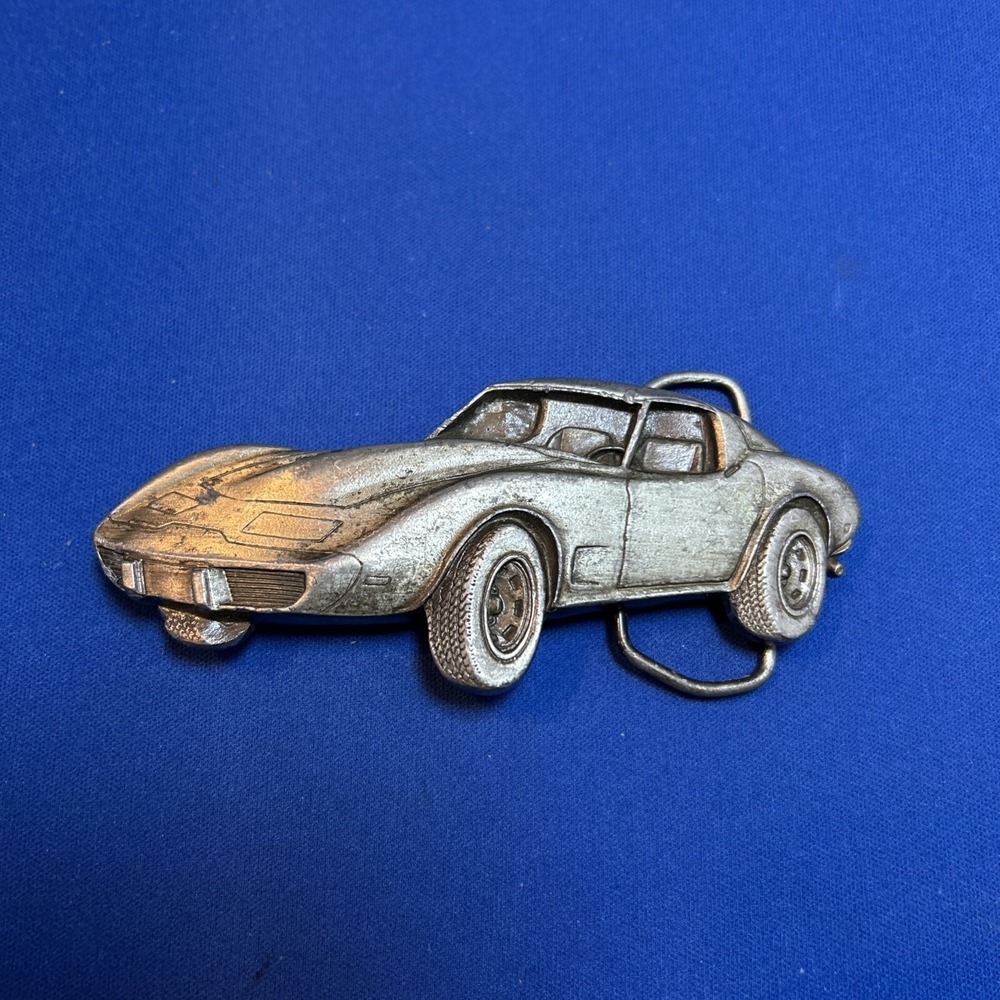Vtg 1979 Bergamot Brass Works M-39 Corvette Belt Buckle 1 7/8" Loop Car Vehicle
